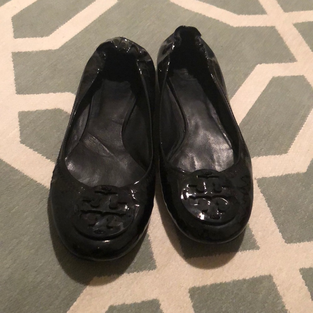 Black patent leather Tory Burch flats